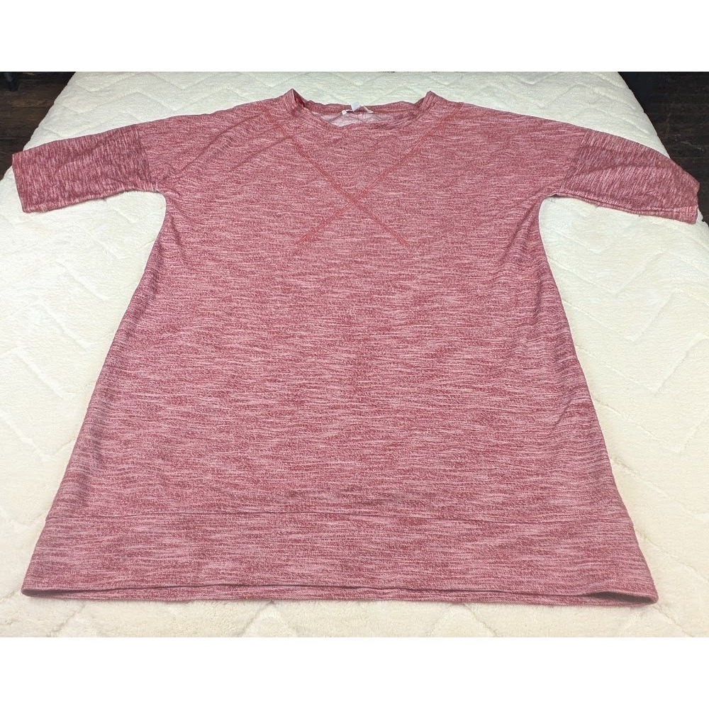 Wonderland by Orange Womens Space Dye Tunic Top Red Marl Short Sleeve Small